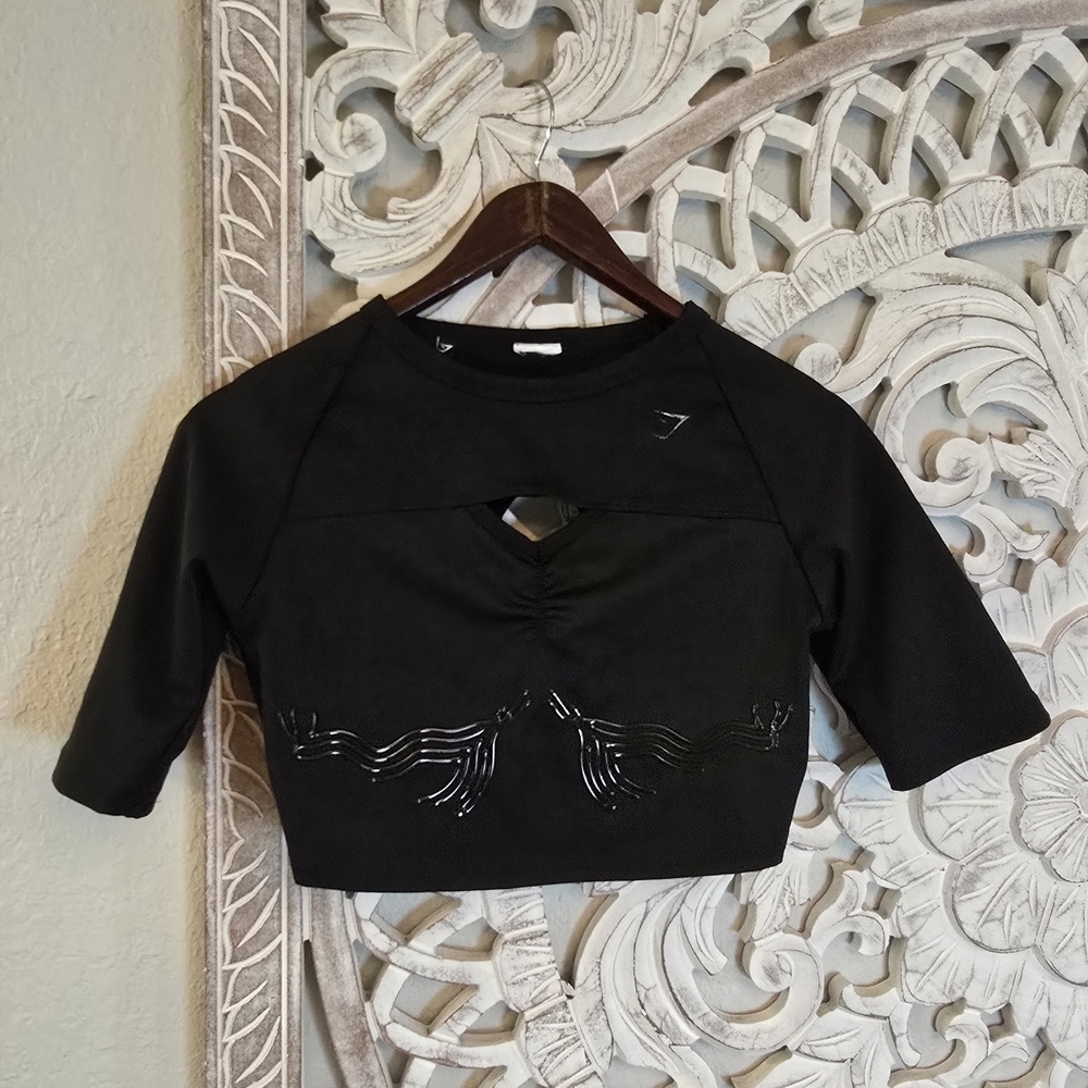 Gymshark Womens Black EXO Ultra Short Sleeve Crop Top Size Small